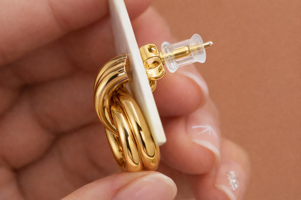 ✨ Sculptural Drop Hoop Earrings