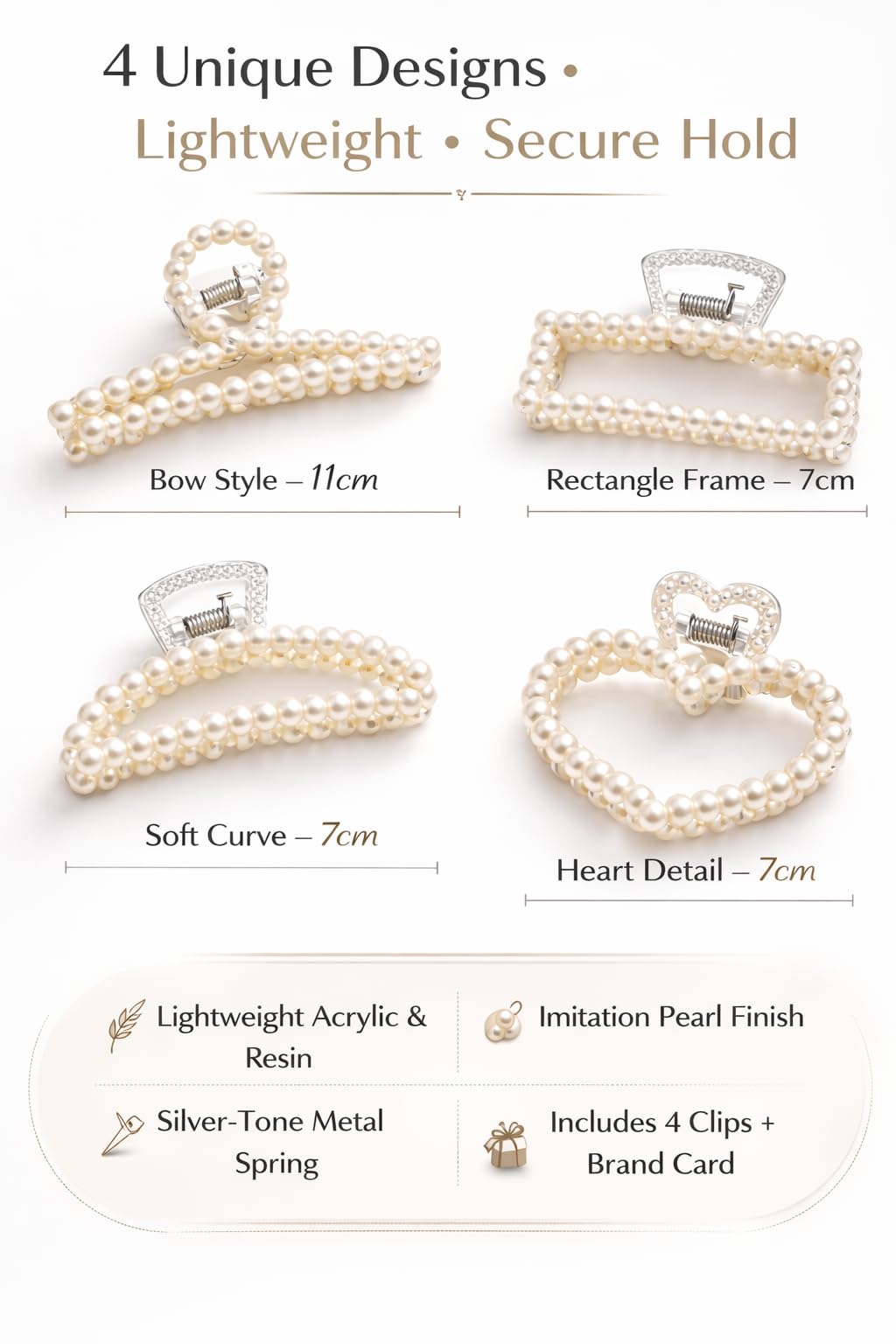 Pearl Hair Claw Clips | Silver Shimmer Society