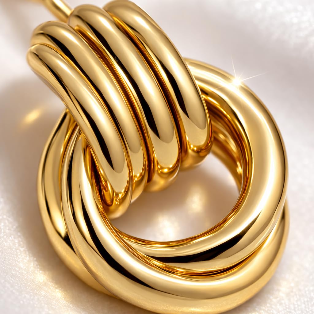 ✨ Sculptural Drop Hoop Earrings